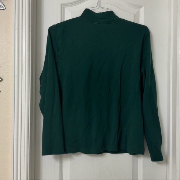Karen Scott Women's Mock Neck Long Sleeve Top Green 100% Cotton Size L - Picture 5 of 5